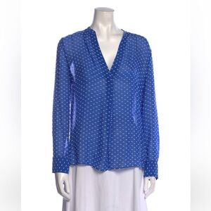 Alice & Olivia, Size XS, silk polka dot print, blue top with white dots